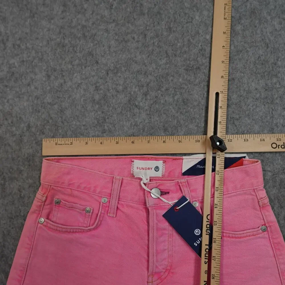 Sundry Shorts Womens‎ 24 NWT Exposed Pocket Pink Cut Off Festival Denim